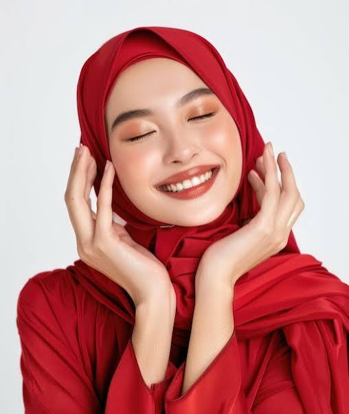 Seorang wanita yang berseri dan bahagia